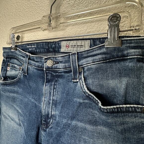 AG Medium Wash Whiskered Raw Hem Harper Essential Straight Leg Jeans 29R - Picture 5 of 12